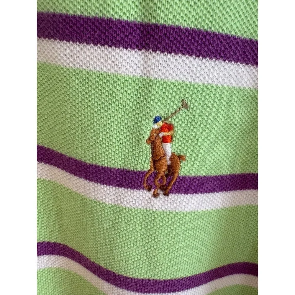 Polo by Ralph Lauren Like New Striped Polo Shirt Green Purple Cotton Size Large